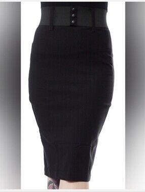 Rock Steady Black High-Waist Pencil Skirt With Belt